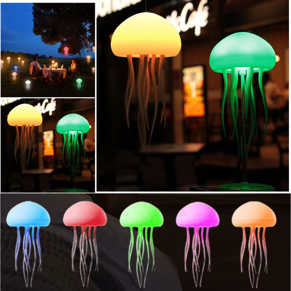 Creative Jellyfish Light Voice Control Type-C Charging Cute Jellyfish Bedside Lamp Flexible Tentacles for Holiday Children Gifts